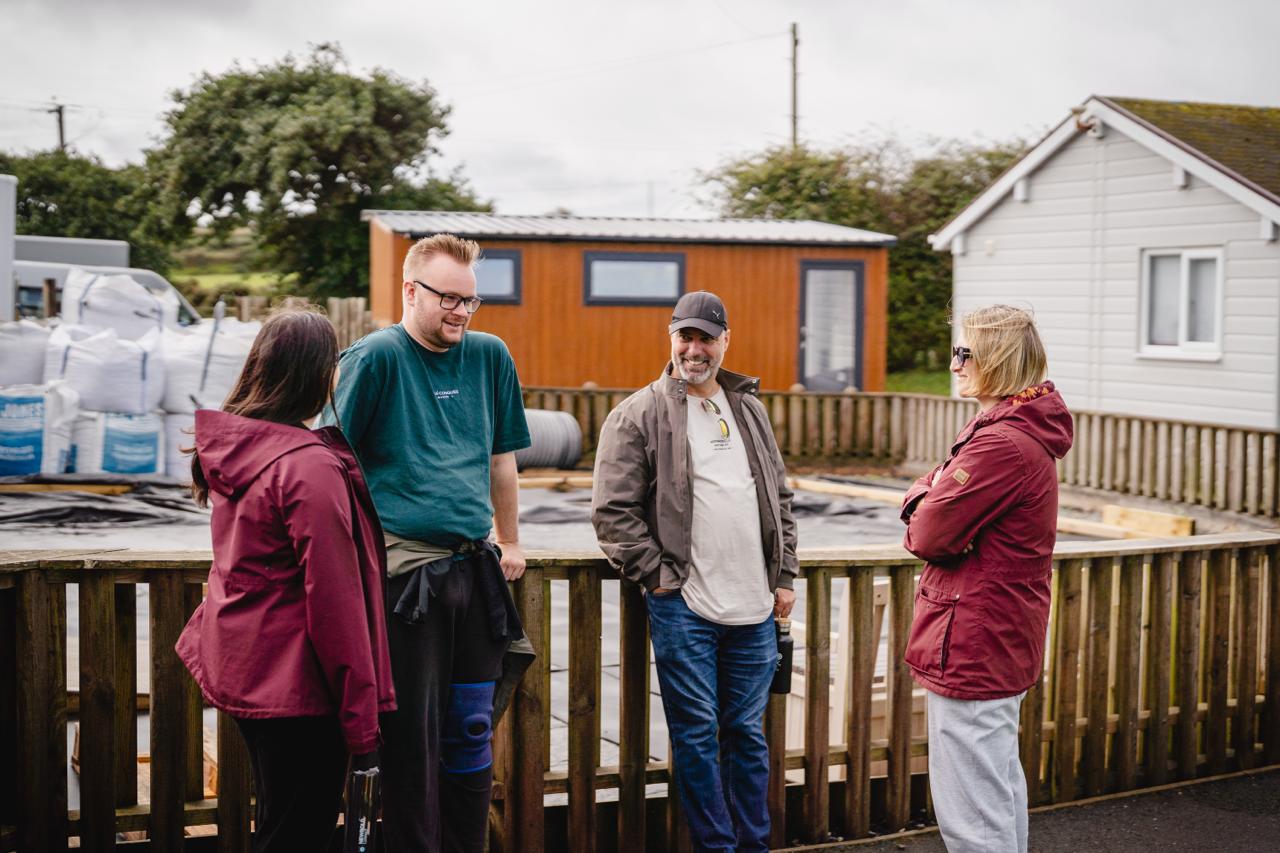 Students talking outside the retreat accommodation